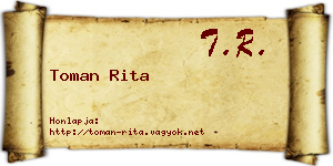 Toman Rita névjegykártya